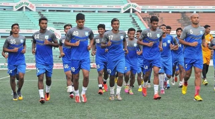 বাংলাদেশ ফুটবল দলের অনুশীলন। ফাইল ছবি