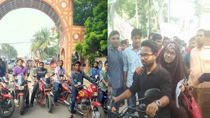 হেলমেট ছাড়াই ছাত্রলীগের ‘জয় বাংলা বাইক সার্ভিস’
