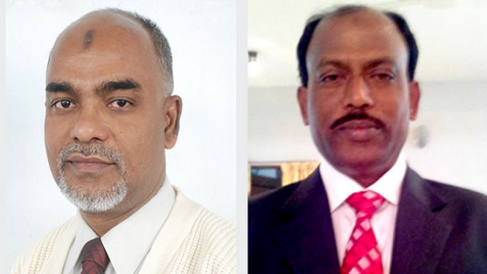 বাঁ থেকে সভাপতি প্রার্থী অধ্যাপক ড. মো: আখতার হোসেন খান ও সাধারণ সম্পাদক প্রার্থী অধ্যাপক লুৎফর রহমান