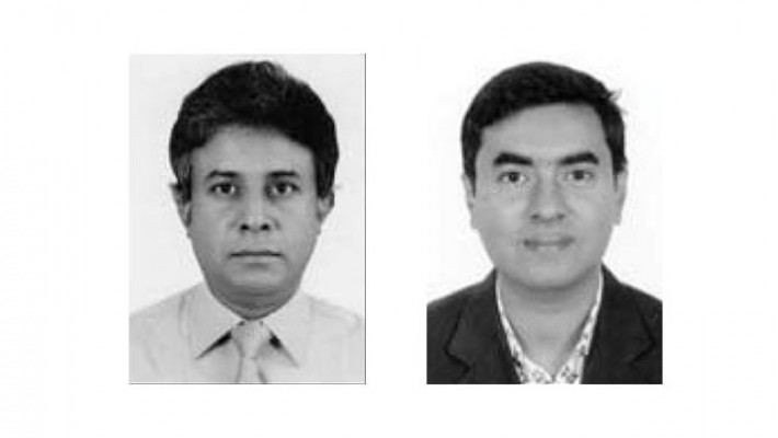 বাঁ থেকে সভাপতি অধ্যাপক ড. এ কে এম মাসুদ ও সাধারণ সম্পাদক অধ্যাপক ড. মোস্তফা আলী