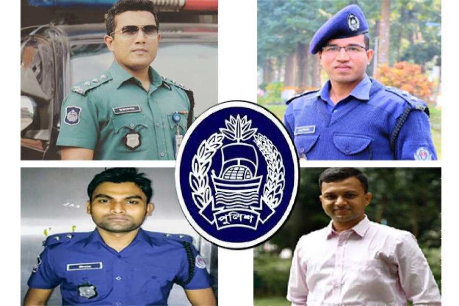 উপর বাঁ থেকে: ইফতেখায়রুল ইসলাম, জ্যোতির্ময় সাহা অপু, মো. দিদারুল ইসলাম ও মো. হালিমুল হারুন লিটন