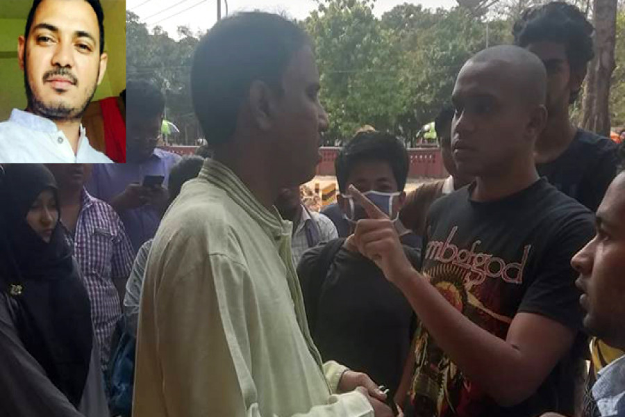 মারধরের শিকার সাংসদের পিএস। ইনসেটে সাবেক ছাত্রলীগ নেতা সুমন