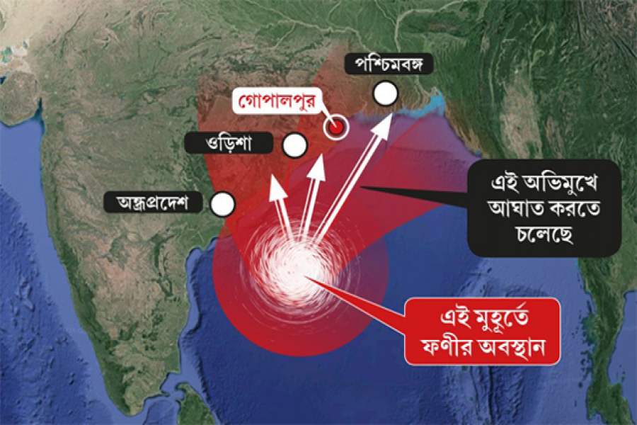 সুপার সাইক্লোন ‘ফণী’ এগিয়ে যাচ্ছে ভারতের দিকে
