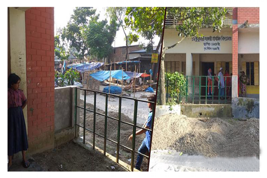স্কুলের মাঠে বাজার বসিয়ে দিল প্রভাবশালীরা