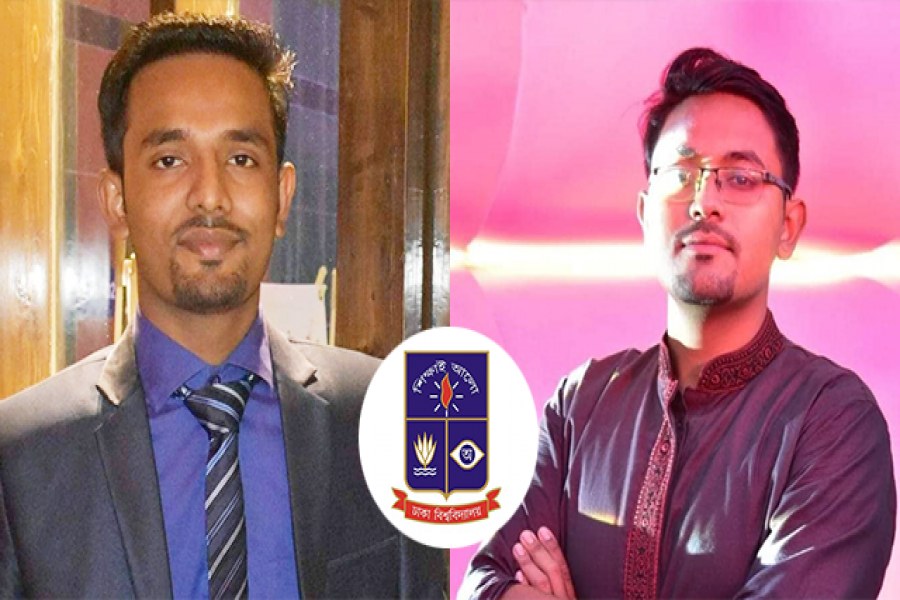 সভাপতি রিন্টু বড়ুয়া (বামে) এবং সম্পাদক প্রত্যয় বড়ুয়া
