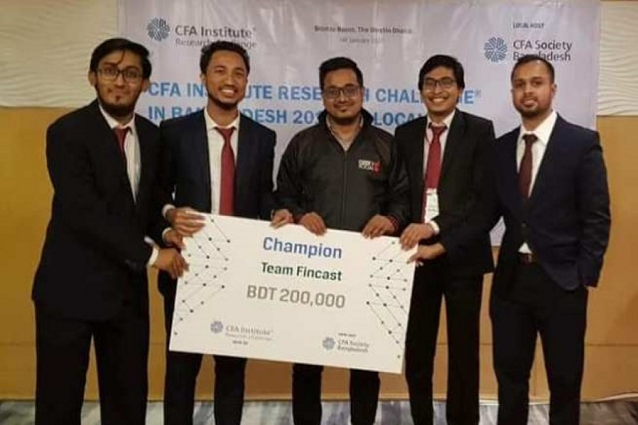 সিএফএ ইনস্টিটিউট রিসার্চ চ্যালেঞ্জ চ্যাম্পিয়ন ঢাকা বিশ্ববিদ্যালয়