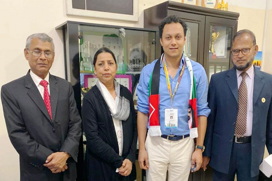 আবুধাবির শেখ খলিফা বিন যায়েদ বাংলাদেশ ইসলামিয়া স্কুল এন্ড কলেজ কর্তৃপক্ষের সঙ্গে সংবর্ধিত অতিথি ইডিইউর প্রতিষ্ঠাতা ভাইস চেয়ারম্যান সাঈদ আল নোমান