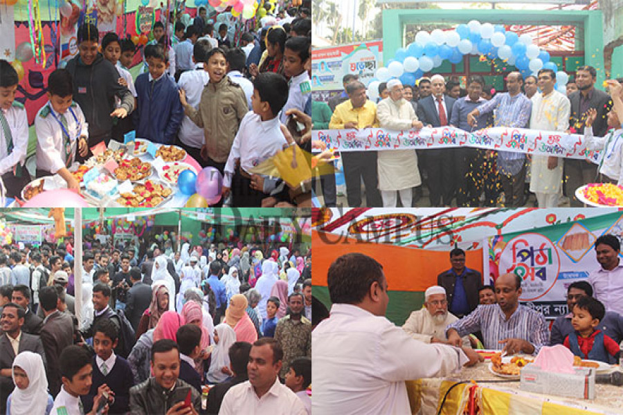 বিদ্যালয়ে পিঠাপুলির মেলা, উৎসব শিক্ষার্থীদের