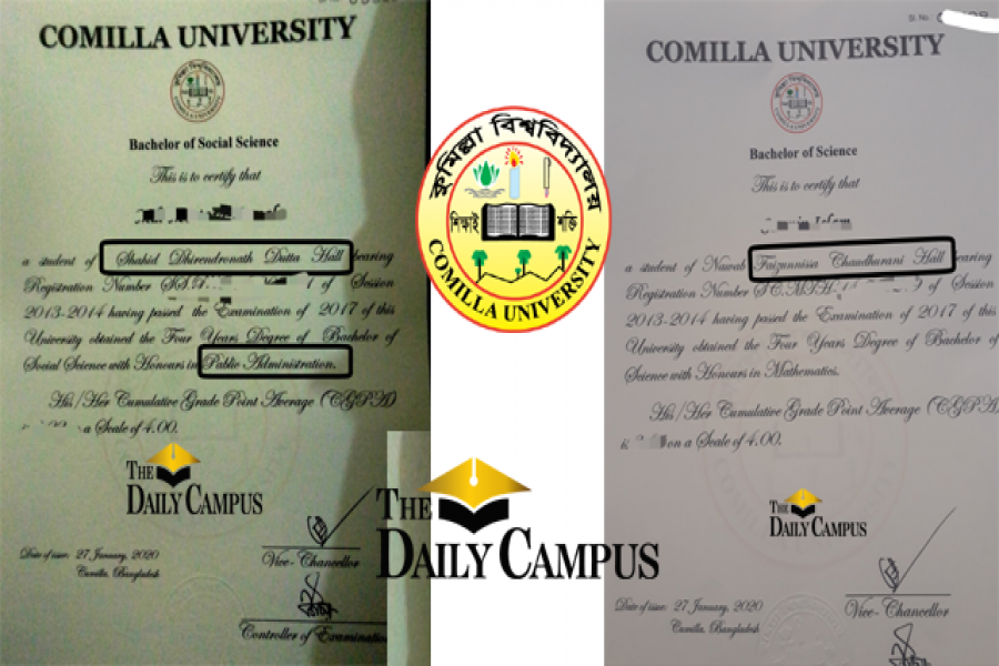 কুবির সমাবর্তনে দেয়া মূল সনদপত্রে ভুলের ছড়াছড়ি