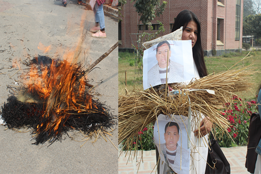 হাবিপ্রবি শিক্ষককে কটূক্তিকারী কর্মচারীর কুশপুত্তলিকা দাহ (ভিডিও)