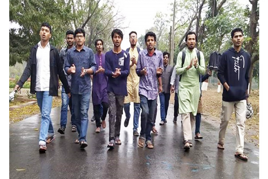 দিল্লিতে ধর্মীয় সহিংসতার প্রতিবাদে জাবিতে বিক্ষোভ