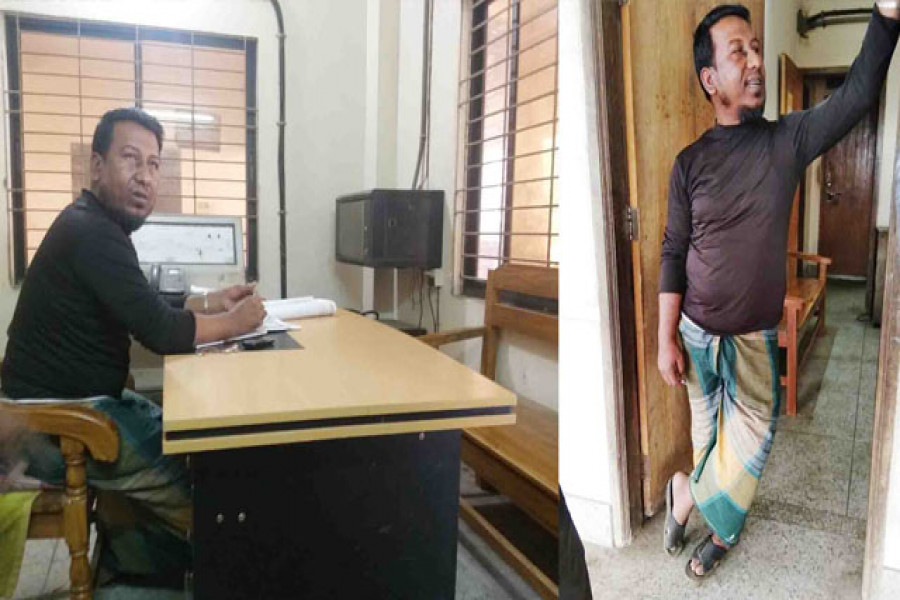 হাজীগঞ্জে লুঙ্গি পরে অফিস করেন রেল কর্মকর্তা