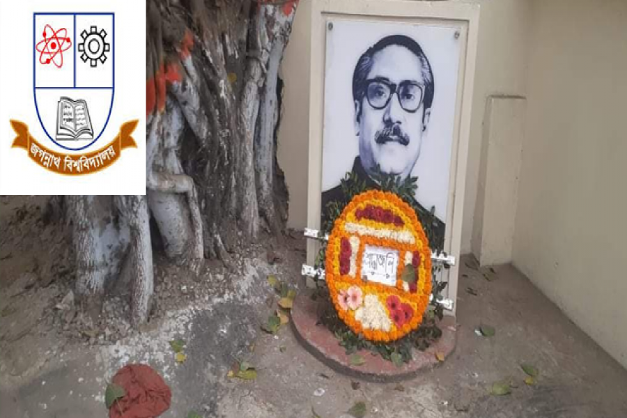 ৭ই মার্চেও অবহেলিত জবির বঙ্গবন্ধুর প্রতিকৃতি 