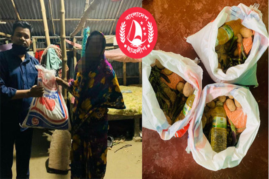 খাদ্যসামগ্রী নিয়ে অসহায় মানুষের পাশে ছাত্রলীগ নেতা শুভ