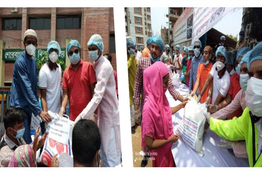 ঢাকা মহানগর উত্তর ও শেকৃবি ছাত্রদলের ত্রাণসামগ্রী বিতরণ