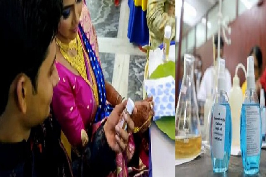 বিয়ের মেনু কার্ডে সবার উপরে হ্যান্ড স্যানিটাইজার! 