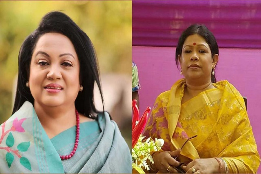যুব মহিলা লীগের সভাপতি আজমা আখতার (বামে) ও সাধারণ সম্পাদক অপু উকিল (ডানে)।