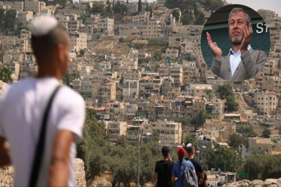 ইসরায়েলের দখলকৃত এলাকা। ইনসেটে রোমান আব্রামোভিচ