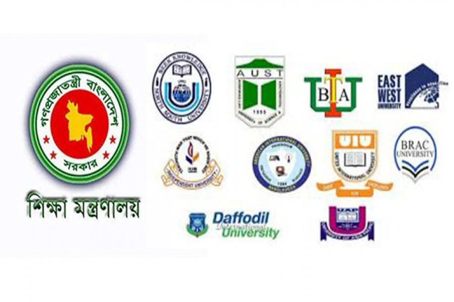 বেসরকারি বিশ্ববিদ্যালয় ও শিক্ষা মন্ত্রণালয়ের লগো 