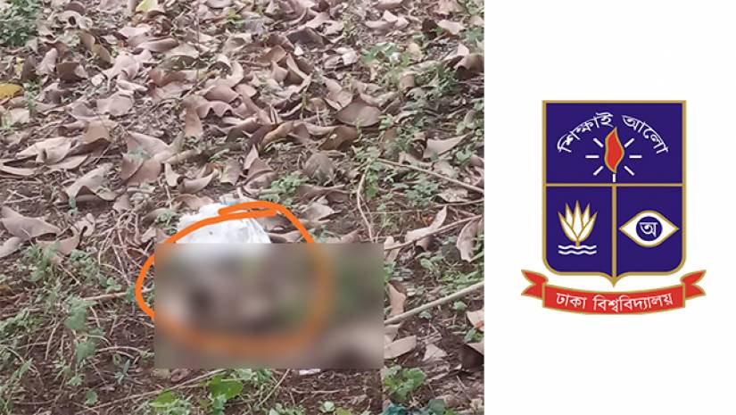 উদ্ধারকৃত নবজাতক এবং ঢাবির লোগো