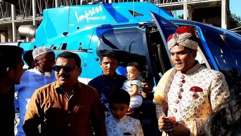 হেলিকপ্টারে চড়ে বিয়ে করলেন ছাত্রলীগের সাবেক নেতা