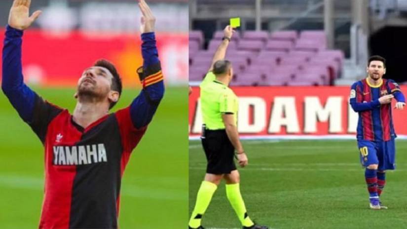 ম্যারাডোনাকে গোল উৎসর্গ করতে গিয়ে মেসির হলুদ কার্ড