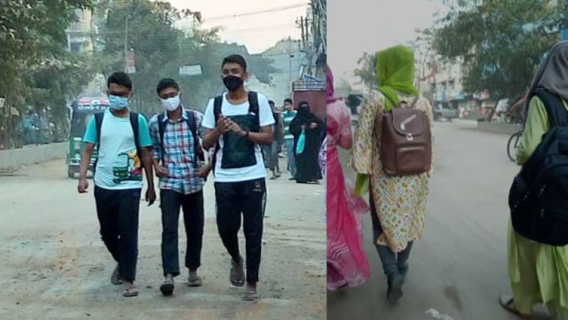নগরীর হালিশহর এলাকায় শিক্ষার্থীদের কোচিংয়ে যাওয়া-আসার চিত্র
