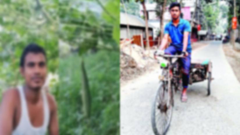 করোনায় টিউশনি বন্ধ,তাই সবজি চাষ করছেন ঢাবি ছাত্র (বামে)। মা-বাবা দিনমজুর, পড়াশোনা বন্ধ থাকায় গ্রামে ভ্যান চালান জবি ছাত্র (ডানে)