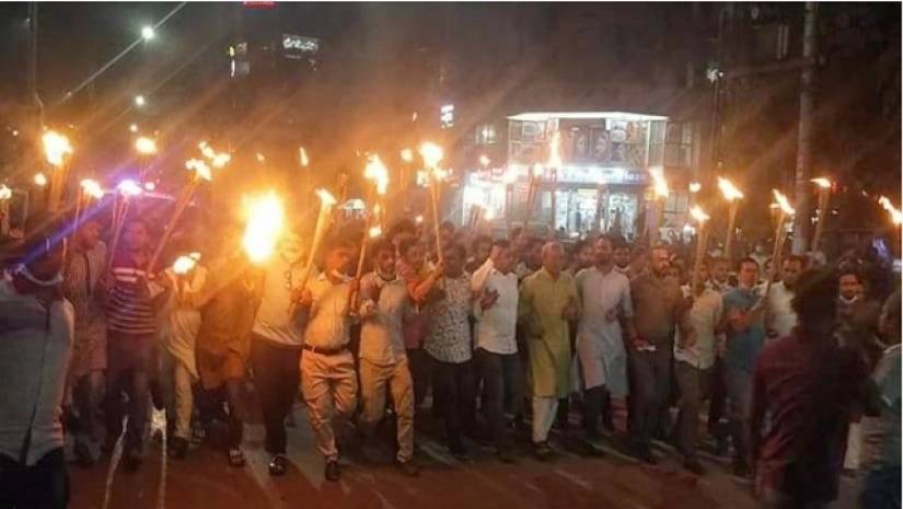 রাজধানীতে ছাত্রদলের মশাল মিছিল