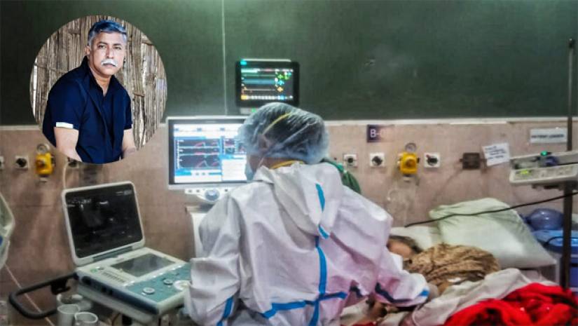 করোনা রোগিদের চিকিৎসা। ইনসেটে চিকিৎসক শাহজাদ হোসেন মাসুম