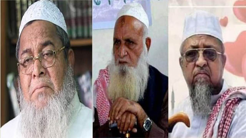 হেফাজতে ইসলামের নতুন আহ্বায়ক কমিটির তিন সদস্য। (বাঁ থেকে) জুনায়েদ বাবুনগরী, মহিববুল্লাহ বাবুনগরী ও নুরুল ইসলাম জিহাদী