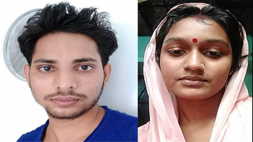 স্বামী সঞ্জয় কুমার ও নববধূ সুবর্ণা রানী