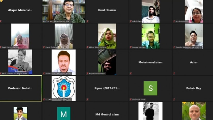 জুমে আয়োজিত ঢাকা কলেজের বিশেষ ওয়েবিনারে
