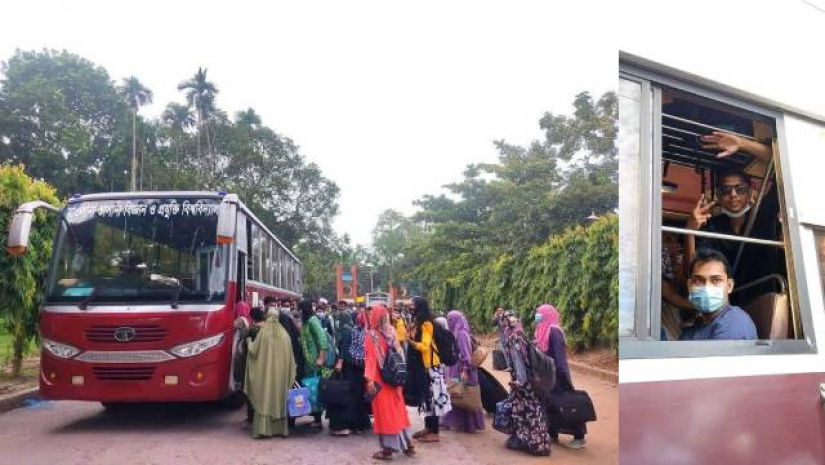 লকডাউনে আটকে পড়া শিক্ষার্থীদের পৌঁছে দিচ্ছে মাভাবিপ্রবির বাস