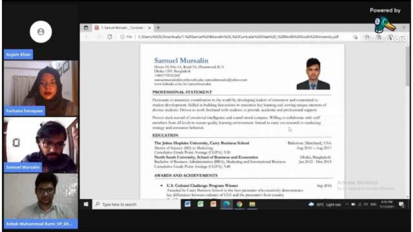 সিভি রাইটিং বিষয়ক ভার্চুয়াল ওয়েবিনার