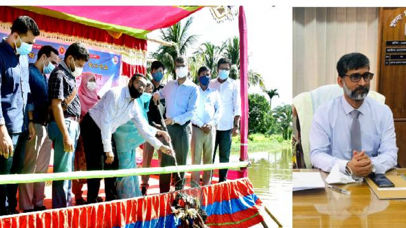 মাছের পোনা অবমুক্তকরণ অনুষ্ঠানে খুবি উপাচার্য