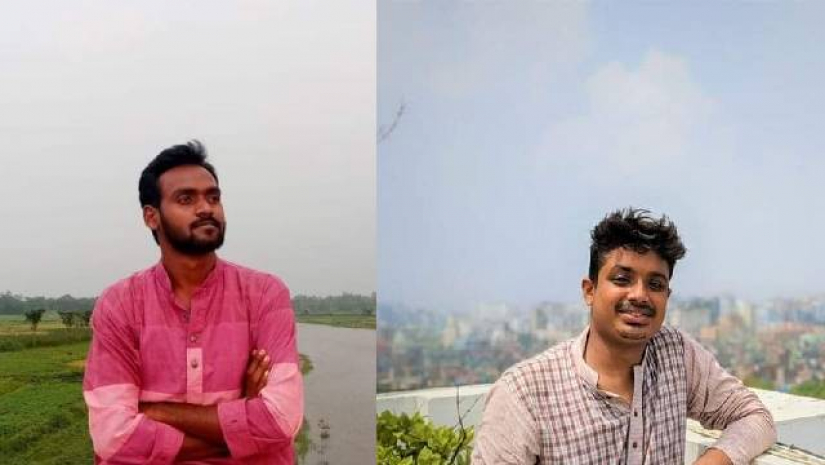 বাম থেকে সভাপতি রেজোয়ান হক মুক্ত ও সাধারণ সম্পাদক শাওন বিশ্বাস