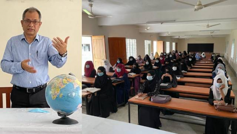 নিজ স্কুলে অধ্যাপক ড. দেলোয়ার হোসেন ক্লাস নিচ্ছেন