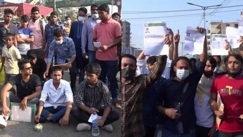 পরীক্ষার্থীদের ঢাকা-আরিচা মহাসড়ক অবরোধ

