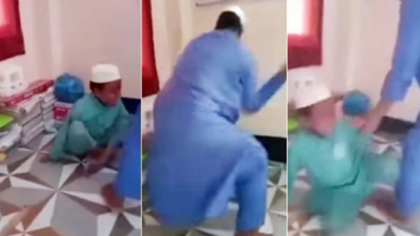 শিক্ষকের পা ধরেও রেহাই পাইনি এতিম শিশু। 