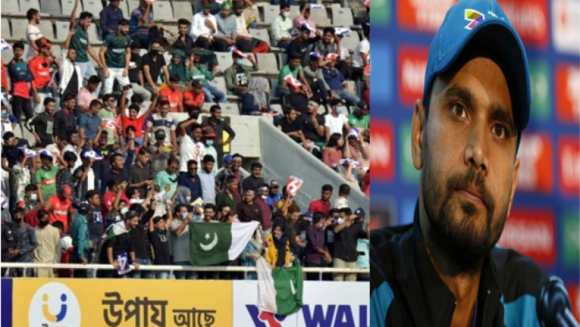 গতকালে খেলায় মিরপুরের গ্যালারিতে বাংলাদেশি দর্শকদের হাতে পাকিস্তানি পতাকা দেখা গেছে