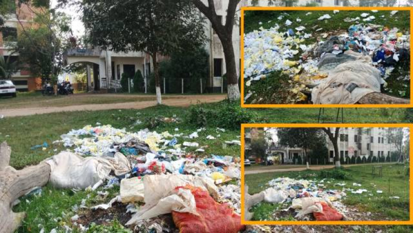 জাককানইবির ডাইনিংয়ের ময়লা যেখানে সেখানে ফেলা হচ্ছে বলে অভিযোগ করেছেন শিক্ষার্থীরা