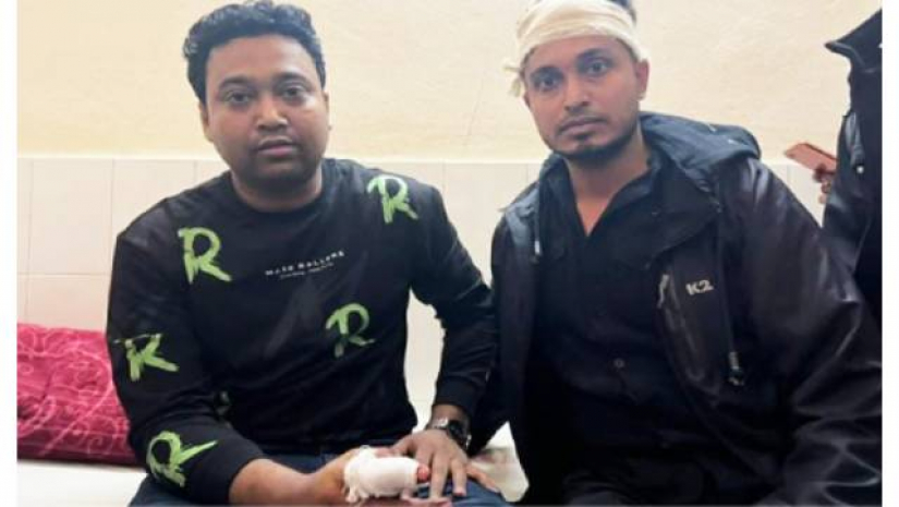 হামলায় আহত গোলাম রাব্বানী ও তার সহযোগী