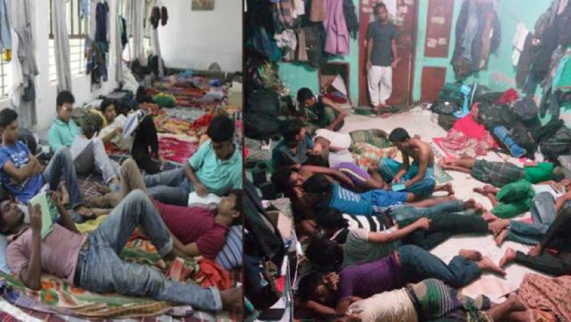 আবাসিক হলের গণরুমে এভাবে গাদাগাদি করে থাকতে হয় শিক্ষার্থীদের