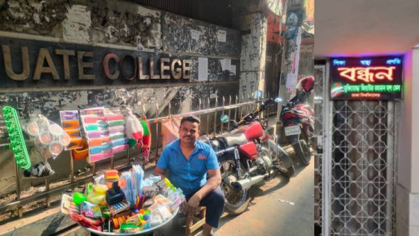 ফুটপাতে নিত্য প্রয়োজনীয় জিনিস বিক্রি করছেন মো. ফারুক