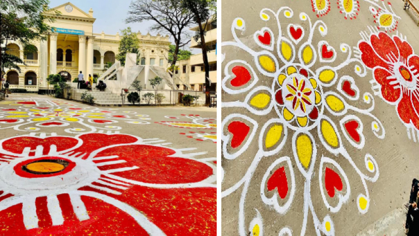 আলপনায় সেজেছে জগন্নাথ বিশ্ববিদ্যালয় (জবি)
