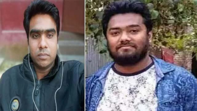 সাংবাদিক মহিউদ্দিন সরকার (বাঁয়ে) হত্যা মামলার মূল আসামি মো. রাজু