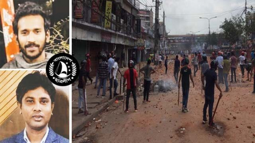 নাহিদকে কোপানো ছাত্রলীগ কর্মী ইমন (উপরে) ও অস্ত্রধারীদের নেতৃত্ব দেওয়া জসিম