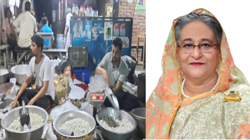 প্রধানমন্ত্রী শেখ হাসিনা ও বিসিএস ক্যাডার দুই ভাইয়ের মিষ্টি বিক্রির দৃশ্য