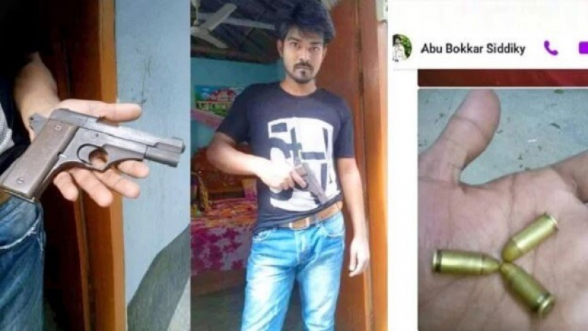 পিস্তল হাতে পোজ ছাত্রলীগ নেতা রাতুলের